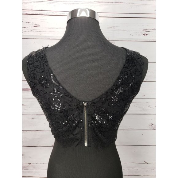 City Triangles Black‎ Sequin Lace Sleeveless Flared Top  Size 5 - Picture 8 of 10